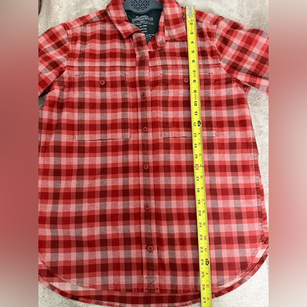 REI Cooperative Women’s Red Plaid Flannel Button Up Shirt Medium 100% Cotton - Picture 5 of 8